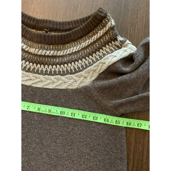 BCBGMAXAZRIA Fair Isle Knit Sweater Mini Dress Short Sleeves Cotton &Lambswool - Picture 5 of 6